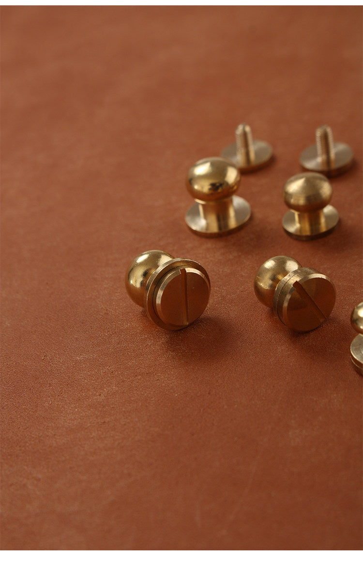 Brass Monk Head Hardware – 5-10mm Solid Brass Leather Screws for Bags & Accessories (20 Pack)