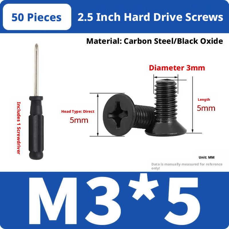 2.5 Inch HDD Mounting Screw Kit – M3×5 Hard Drive Screws with Screwdriver