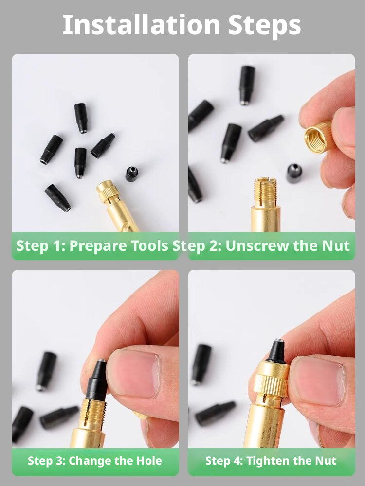 Automatic Belt Punch – Self‑Rotating 6‑Head Leather Hole Punch (1.5‑4.0mm) with Solid Wood Handle