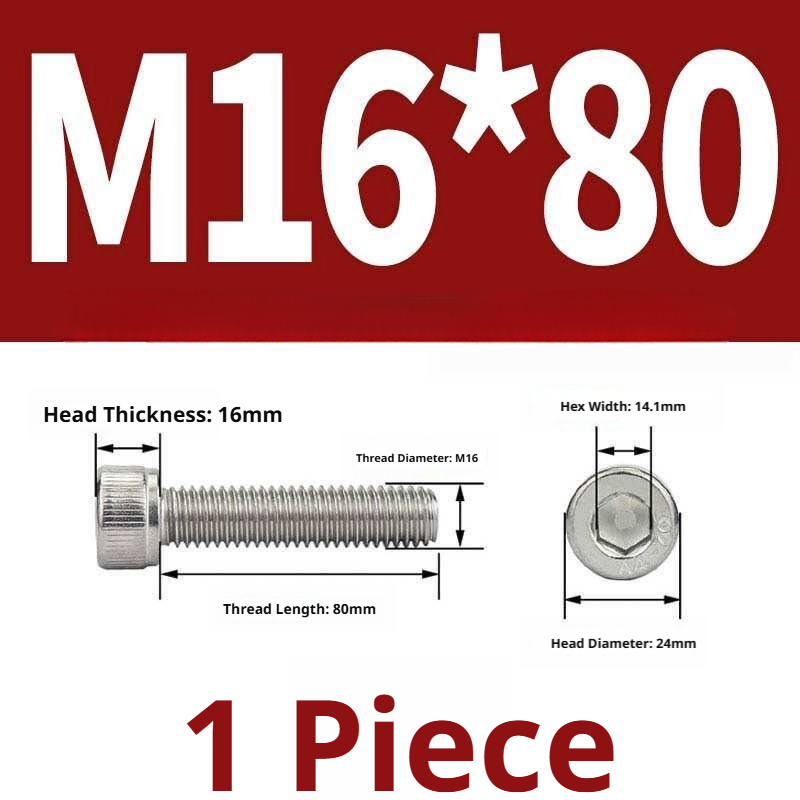 316 Stainless Steel Socket Head Cap Screws – Hex Allen Bolt, M2–M20, GB/T Standard, 4.8 Grade