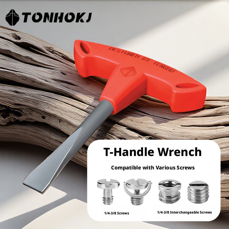T - Handle Camera Screw Wrench for 1/4" and 3/8" Tripod Quick Release Plate - HomeDIYer