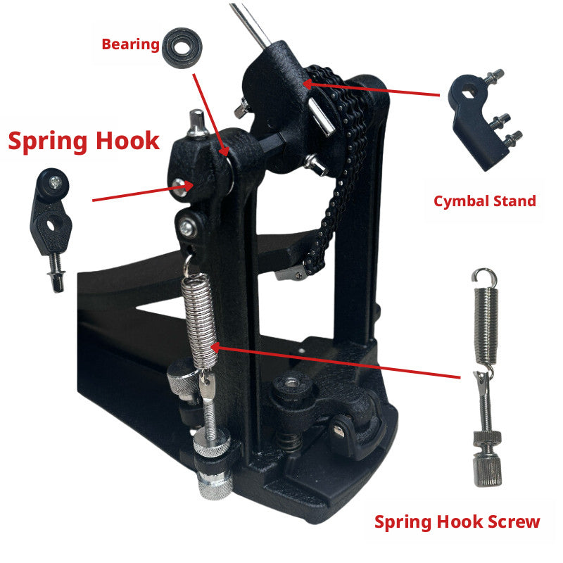 Bass Drum Pedal Accessory Kit – Spring Hooks, Chains, Bearings, Hammer Parts for Drum & Jazz Pedals