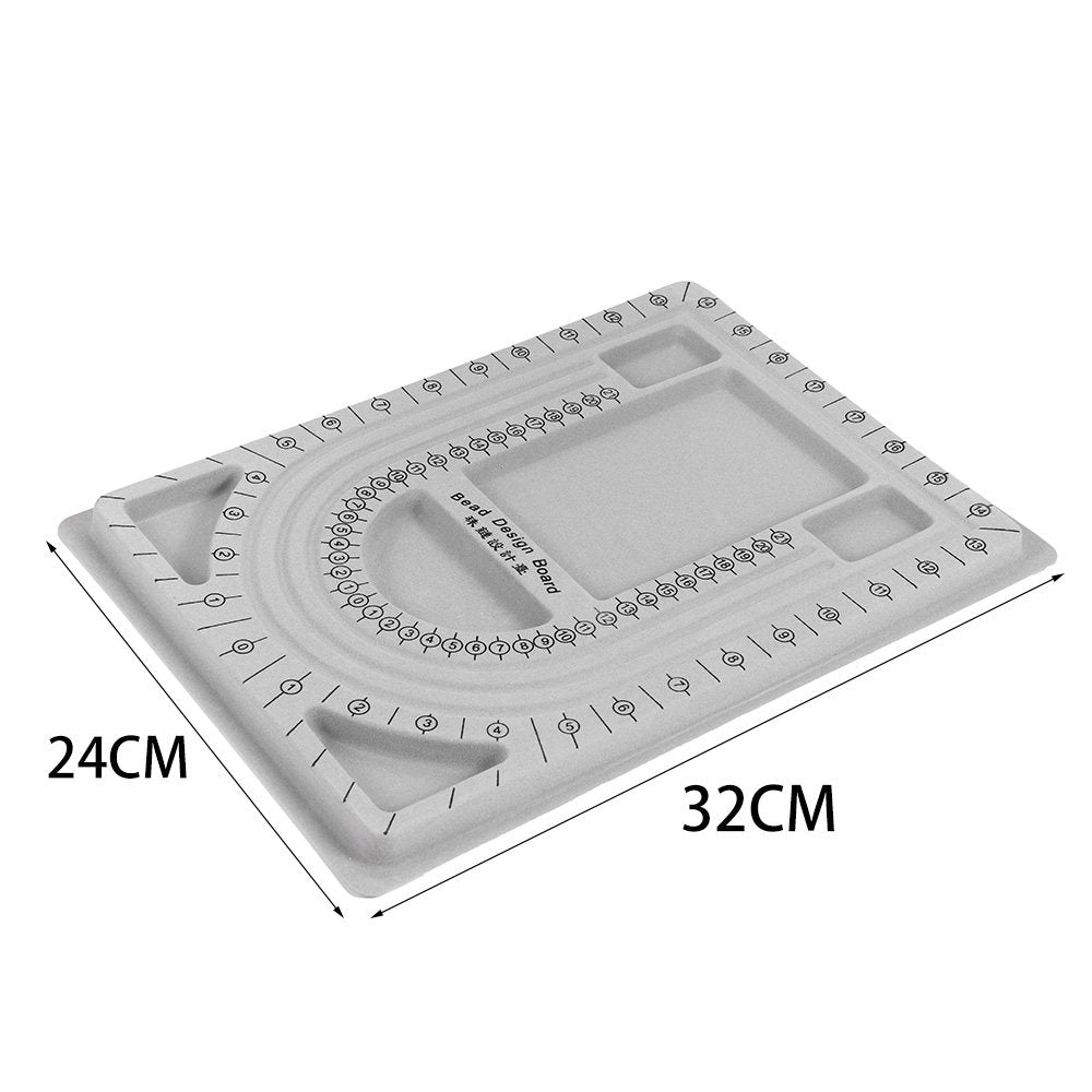 Bead Design Board Set – 13 - 20cm Bracelet Sizer, Necklace Layout Plate, Wooden & Acrylic Trays with Beading Needles, Rope Braider & Storage Bags - HomeDIYer
