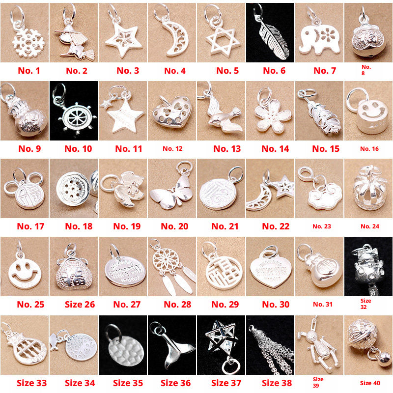 s925 Sterling Silver Pendants & Beads – 40+ Shapes for DIY Red String Bracelets, Crystal Jewelry, Handmade Weaving Accessories