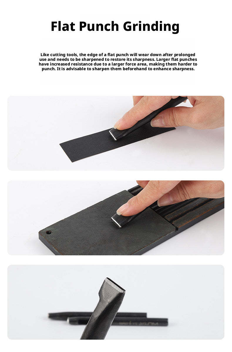Black Flat Punch Set – Rectangular Hole Punches for Belts, Straps & Leathercraft (2‑5mm × 3‑25mm)