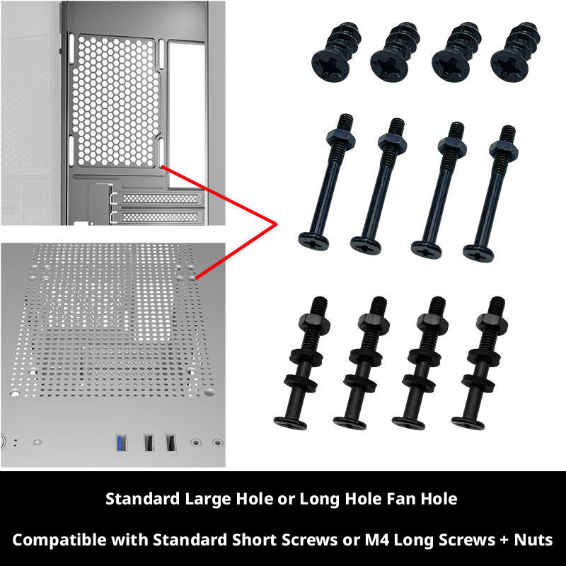 PC Case Fan Screws Kit – M3.5 M4 M5 Fan Mounting Screws with Nuts & Anti - Vibration Washers - HomeDIYer