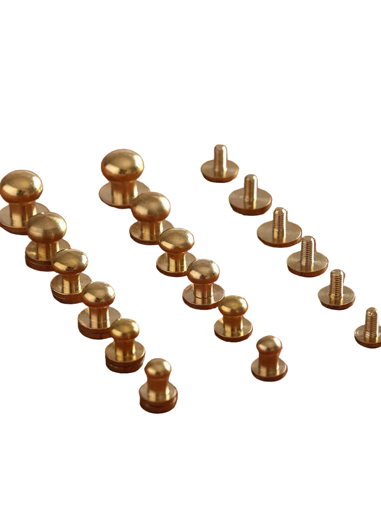 Brass Monk Head Hardware – 5-10mm Solid Brass Leather Screws for Bags & Accessories (20 Pack)