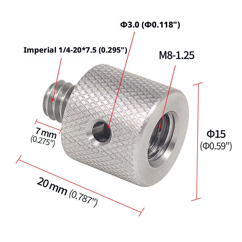 1/4" to M8 / M10 Thread Adapter Screw — Camera Mount Conversion for Motorcycle Mirror Hole & Tripod Accessories (Stainless Steel) - HomeDIYer