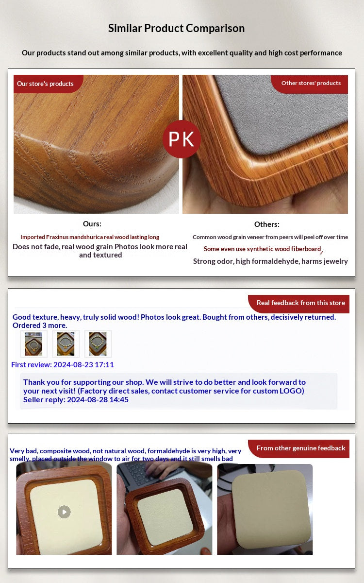 Premium Solid Wood Jewelry Display Trays for Photography & Organizing