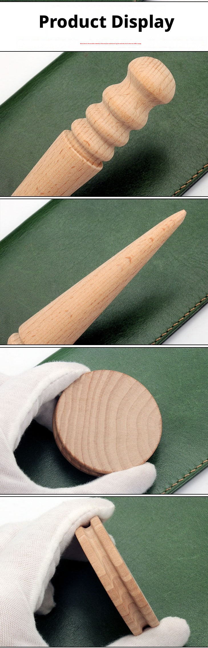Beech Wood Sanding Stick Set – Round, Flat & Disc Burnisher for Leather Edge Finishing