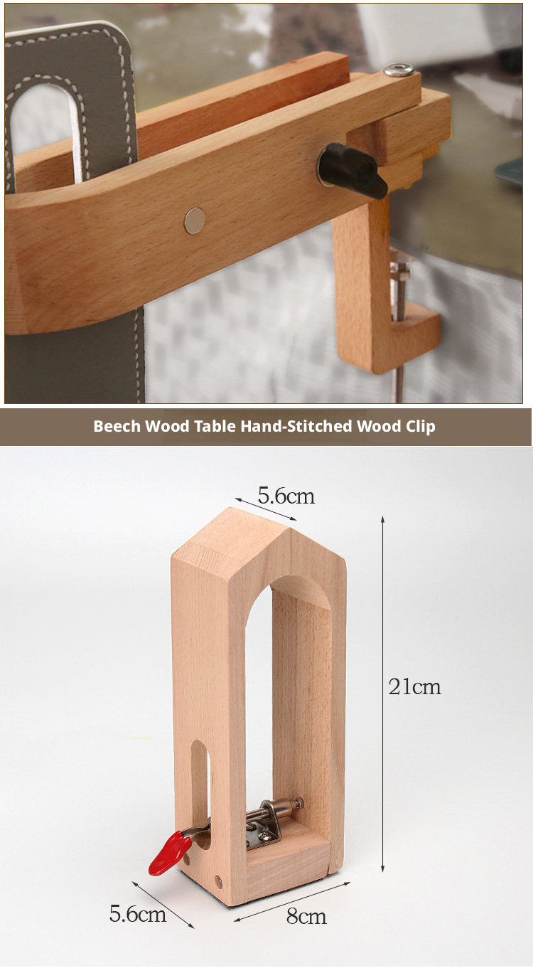 Hand‑Stitched Wood Clamp – 8 Styles for Leather Sewing (Beech/Pine, Lychee or Leather Veneer)