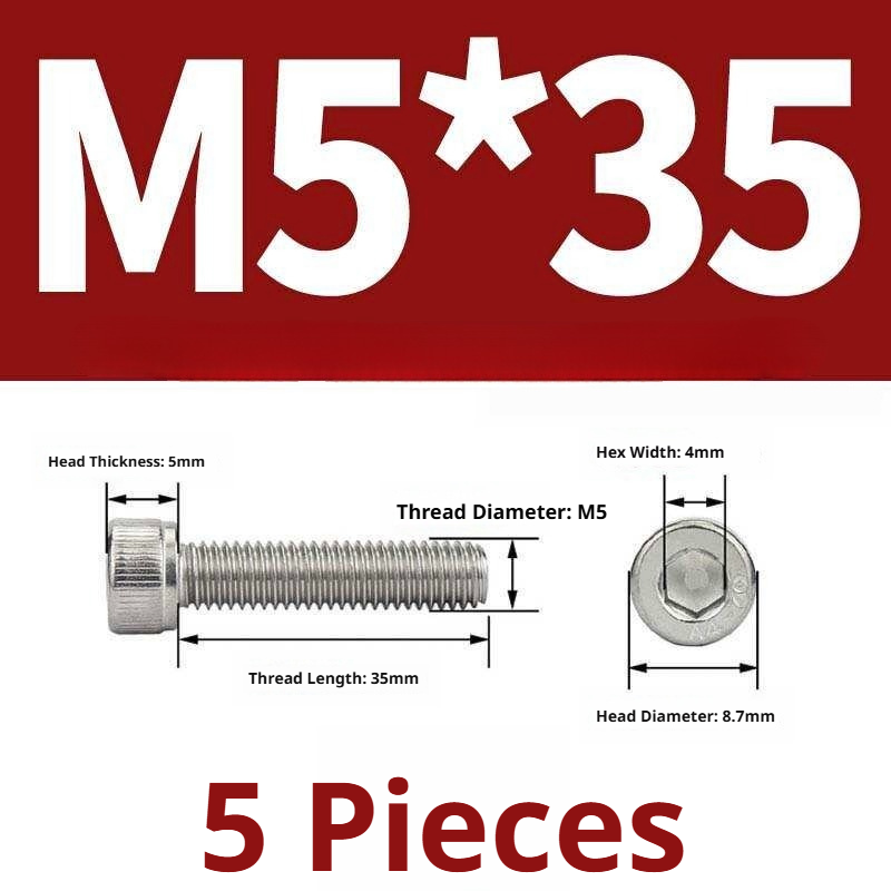 316 Stainless Steel Socket Head Cap Screws – Hex Allen Bolt, M2–M20, GB/T Standard, 4.8 Grade
