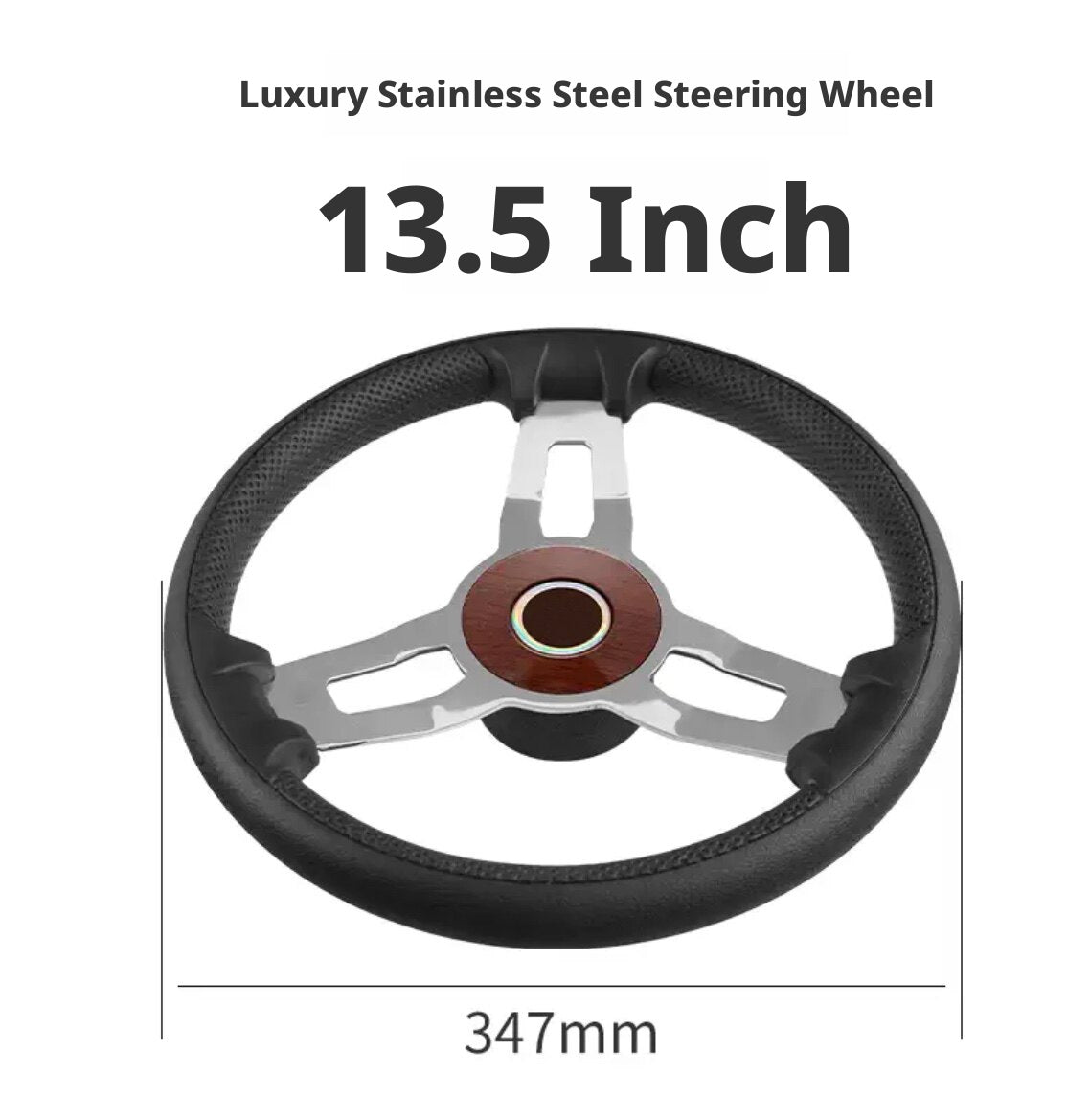 Marine Steering Wheel for Boats – Stainless Steel & Black Foam 11.5 to 15.5 Inch