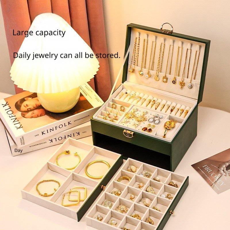 Medieval - Style Large Capacity Jewelry Box – 3 Layers, Lock, Watch Pillow - HomeDIYer