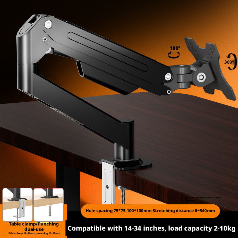 Gas Spring Monitor Arm – 17–35 Inch, 2–9 kg, 360° Swivel, Clamp & Grommet Mount