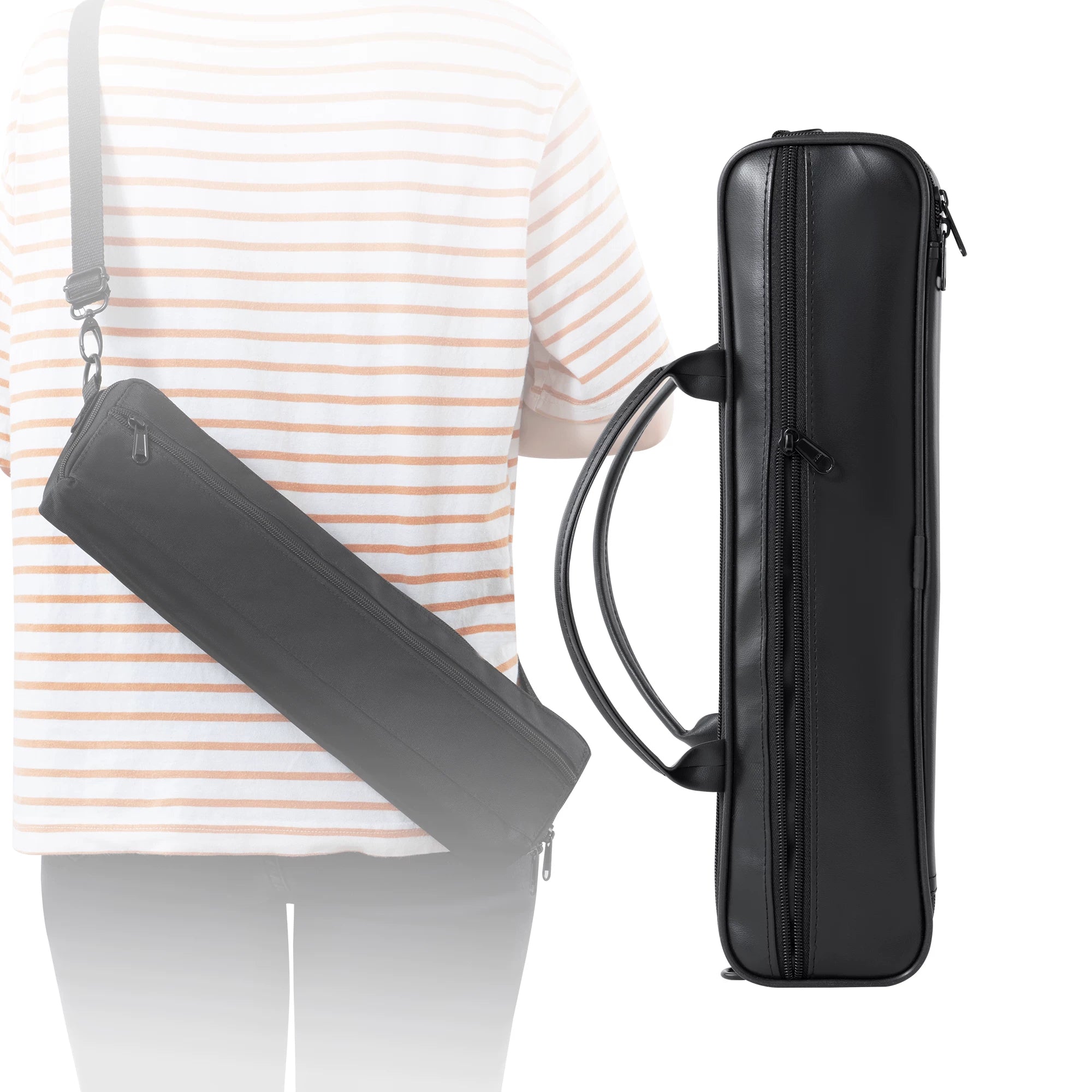 CHANG Flute Case – 16/17 Hole, Piccolo, Head Joint, Leather/Oxford, Backpack Style (Bamboo Weave)