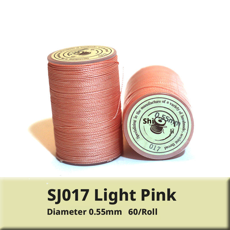 0.55mm Round Waxed Polyester Thread – 63 Colors, 60m Roll for Hand Sewing Leather, Bags, Belts