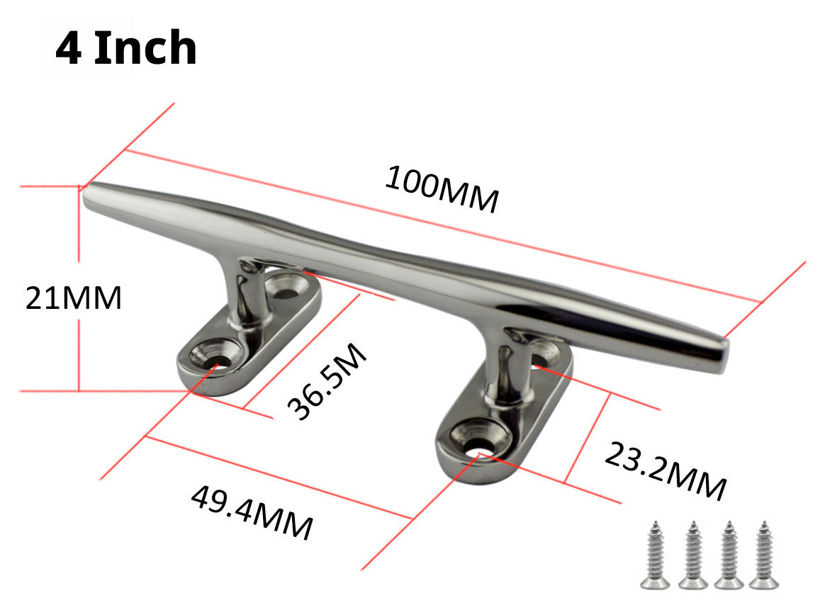 316 Stainless Steel Boat Cleat – Light Duty Horn Cleat for Docking & Mooring – 4 to 15 Inch Sizes with Hardware Included