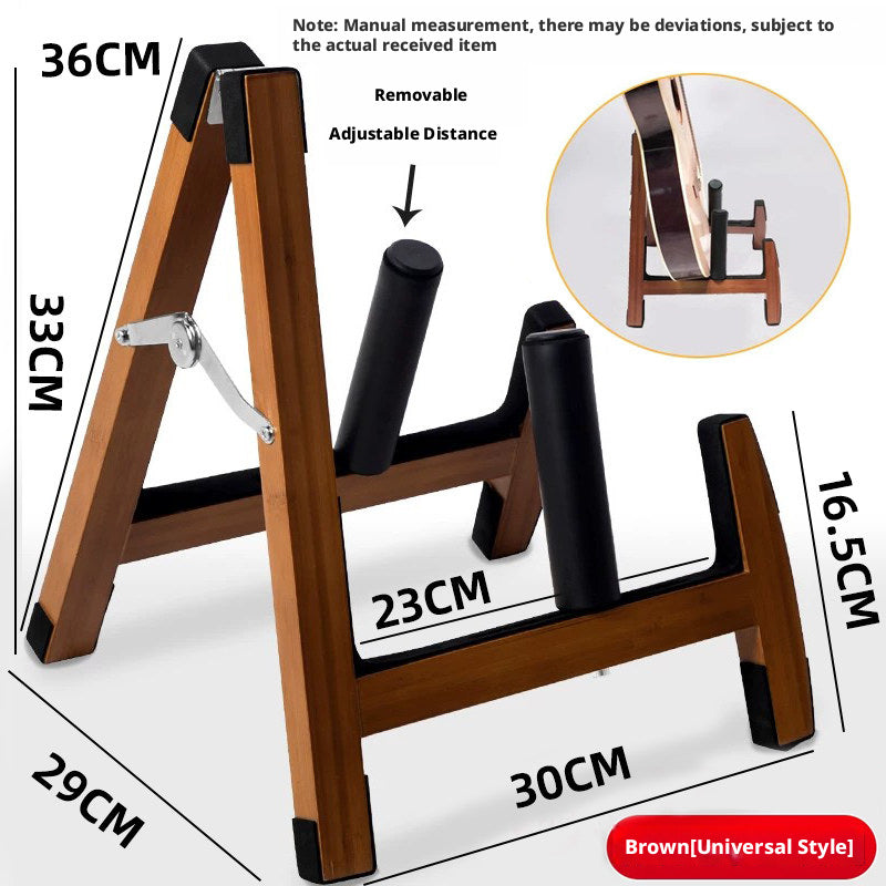 Solid Wood Foldable Guitar Stand – Bamboo A‑Frame for Guitar, Violin, Ukulele (with Footrest & Double Stand Options)