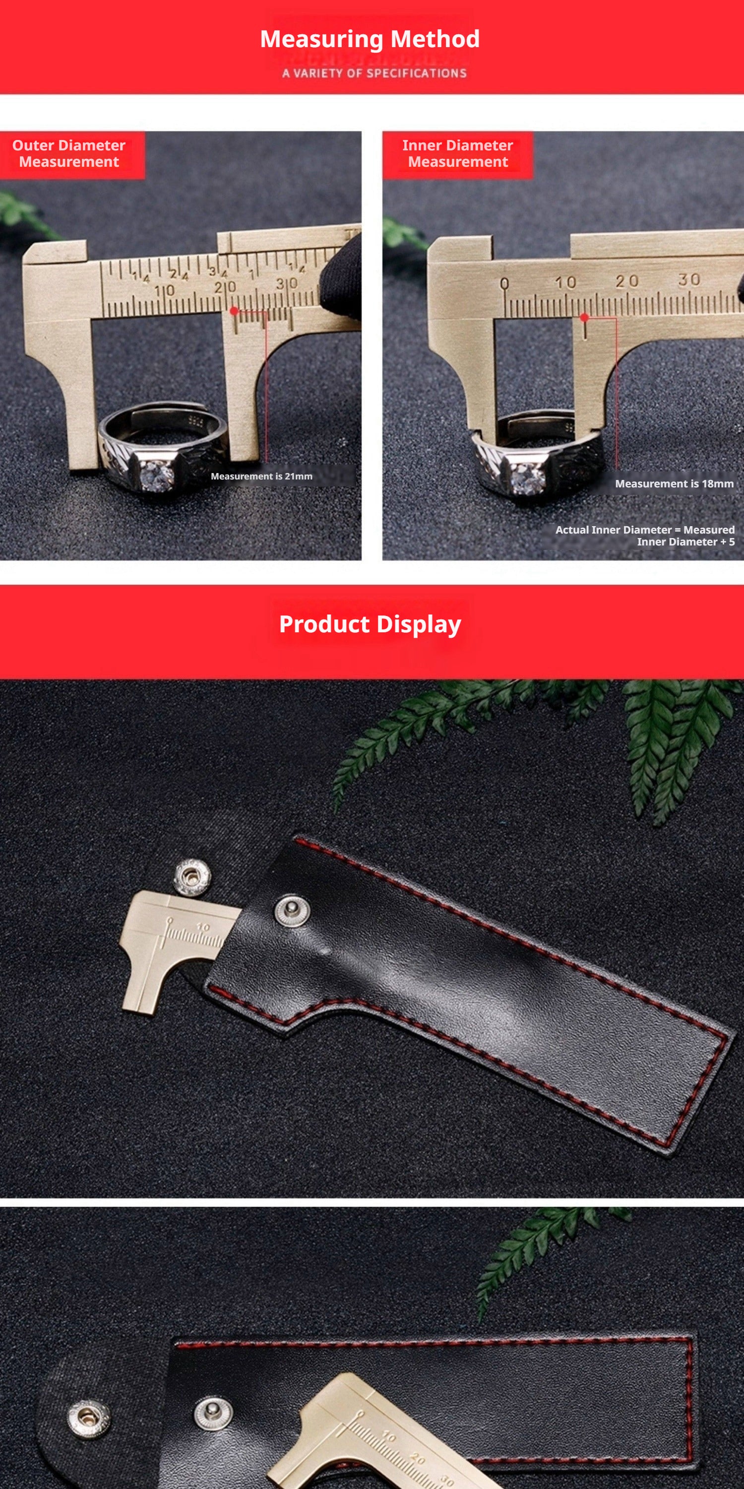 Solid Brass Mini Caliper Set – 0.1mm Accuracy, Jewelry & DIY Measurement