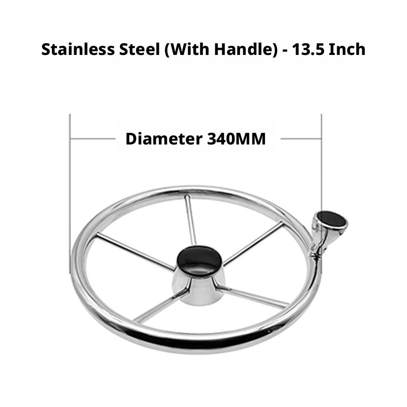Marine Steering Wheel for Boats – Stainless Steel & Black Foam 11.5 to 15.5 Inch