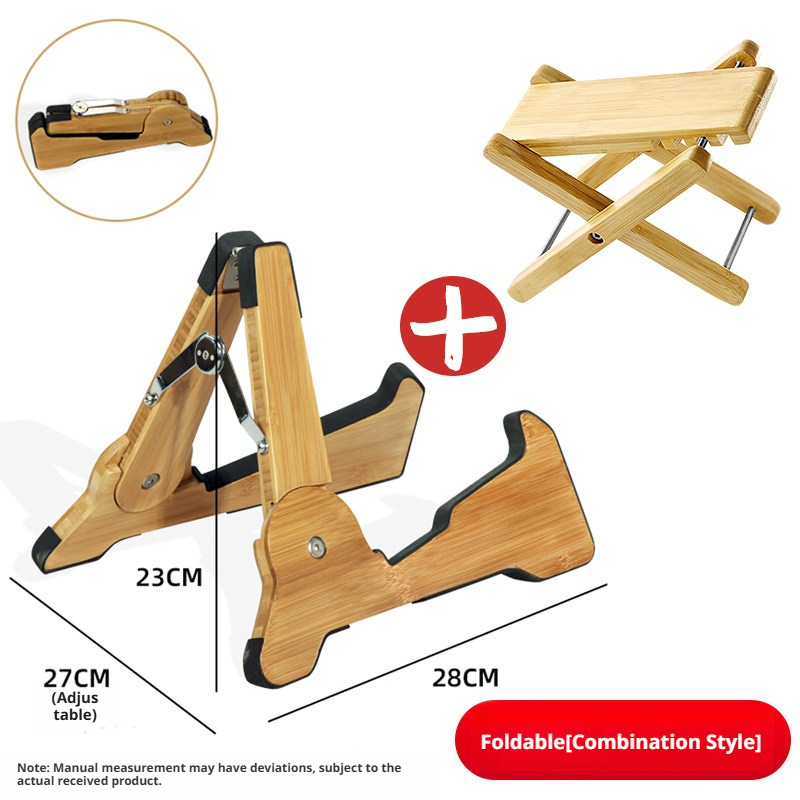Solid Wood Foldable Guitar Stand – Bamboo A‑Frame for Guitar, Violin, Ukulele (with Footrest & Double Stand Options)