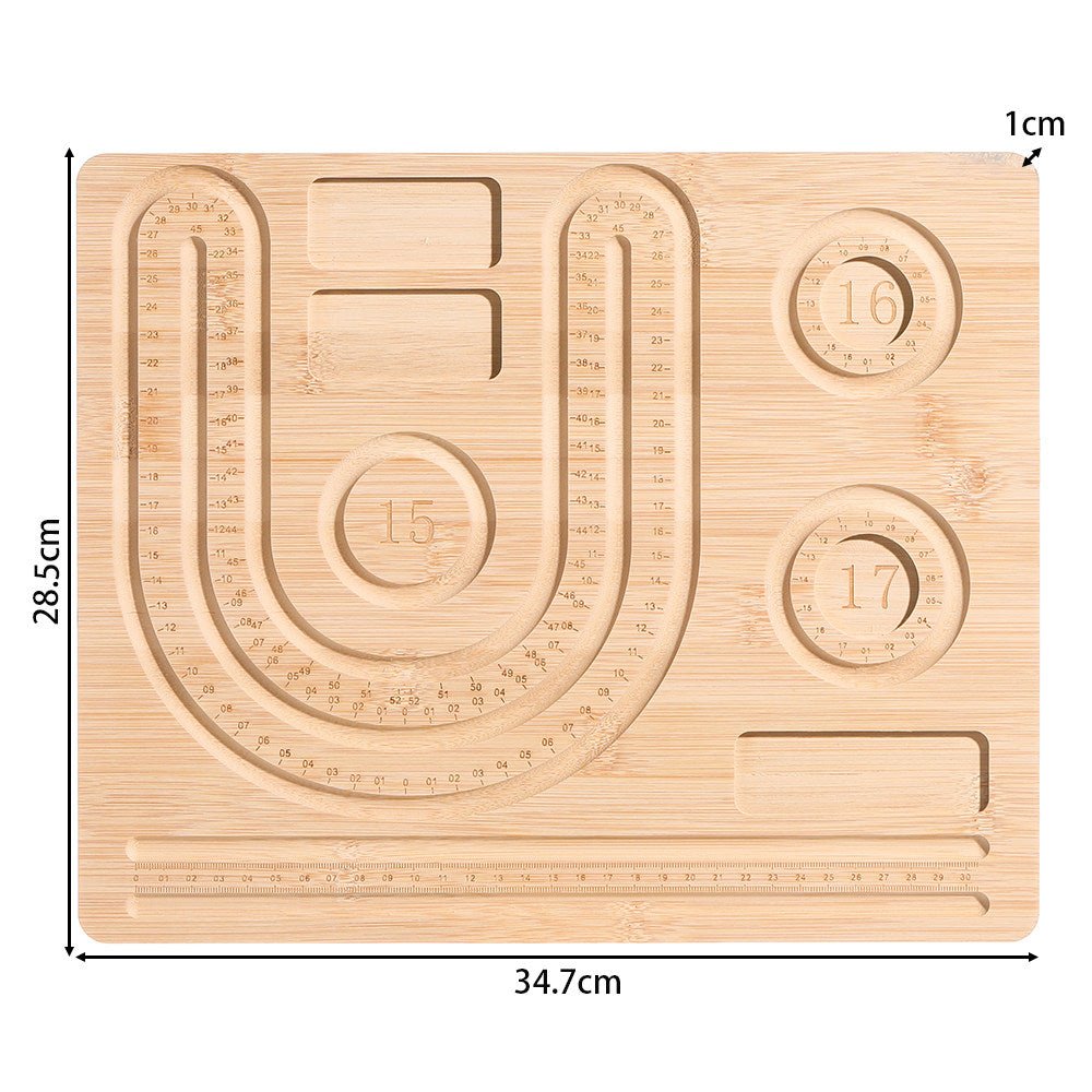 Bead Design Board Set – 13 - 20cm Bracelet Sizer, Necklace Layout Plate, Wooden & Acrylic Trays with Beading Needles, Rope Braider & Storage Bags - HomeDIYer