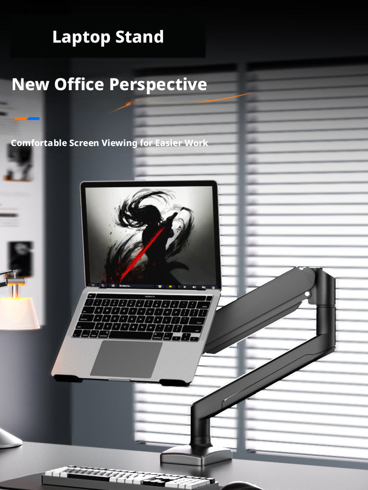 Laptop Desk Mount Arm with Tray – Gas Spring, 10–18 Inch, 3-Axis Adjustable, Clamp & Grommet Base
