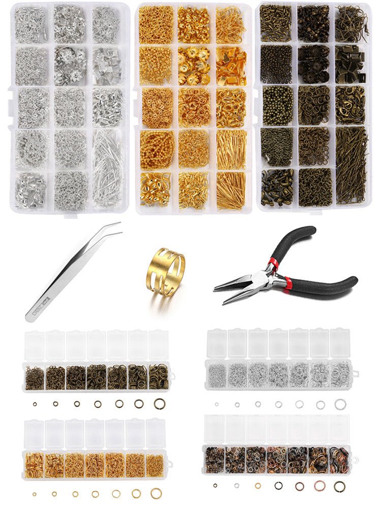 All - in - One DIY Jewelry Making Kit – 380+ Pcs Beading Supplies with Pliers, Findings, Beads & Storage Box for Bracelet, Necklace, Earring Crafting (Gold / Silver / Bronze) - HomeDIYer