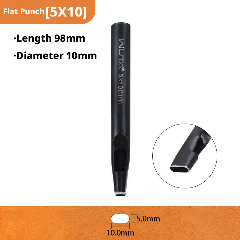 Black Flat Punch Set – Rectangular Hole Punches for Belts, Straps & Leathercraft (2‑5mm × 3‑25mm)