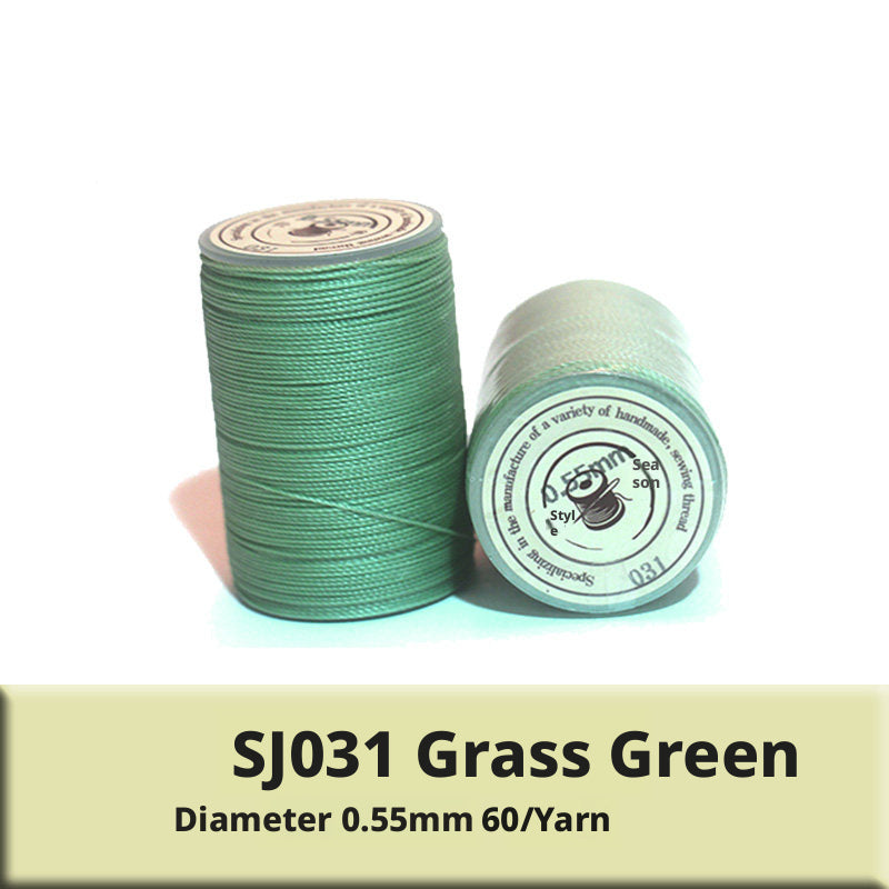 0.55mm Round Waxed Polyester Thread – 63 Colors, 60m Roll for Hand Sewing Leather, Bags, Belts