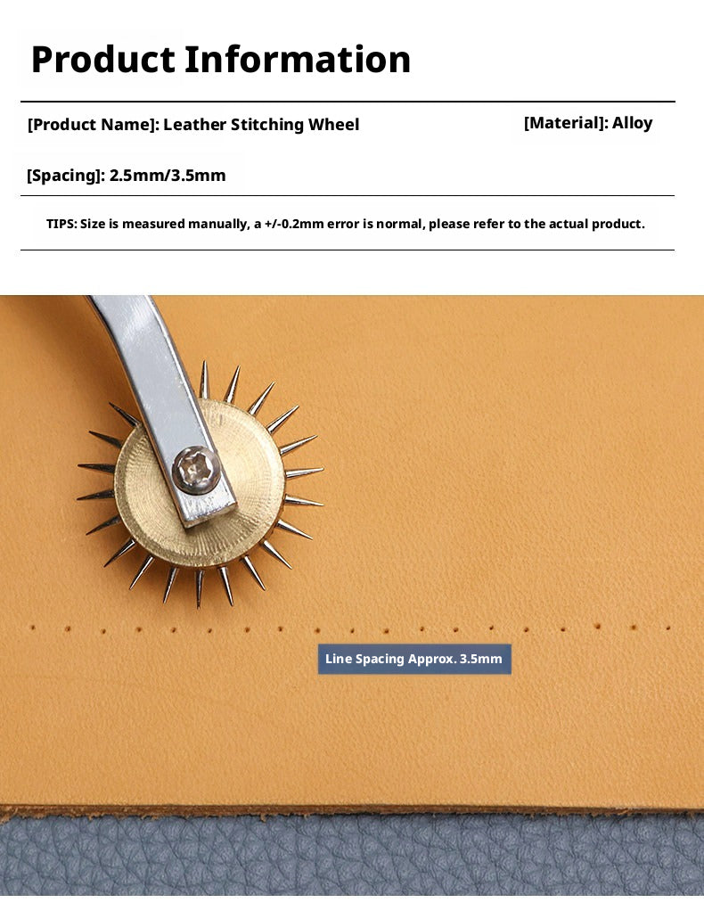 Leather Stitching Wheel – 2.5mm / 3.5mm Spacing for Hand Sewing & Saddle Stitch