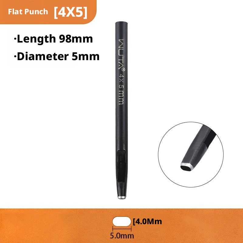 Black Flat Punch Set – Rectangular Hole Punches for Belts, Straps & Leathercraft (2‑5mm × 3‑25mm)