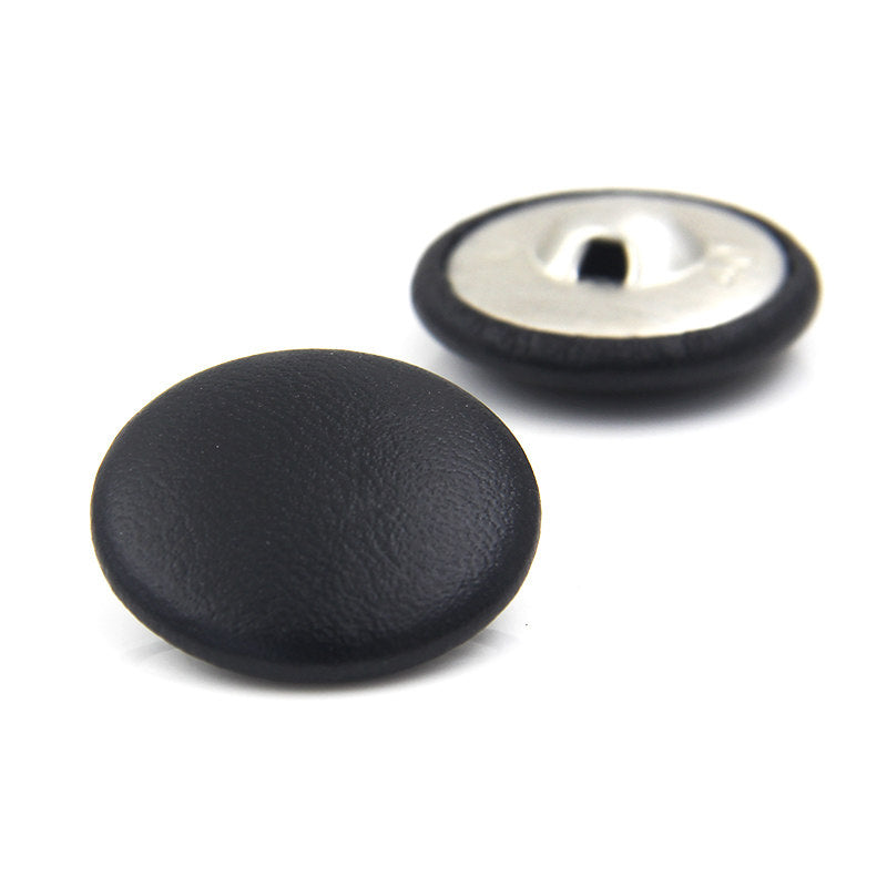 Black Leather Buttons – Multiple Sizes 11mm to 38mm for Coats, Jackets & DIY Crafts (6 or 12 Pack)