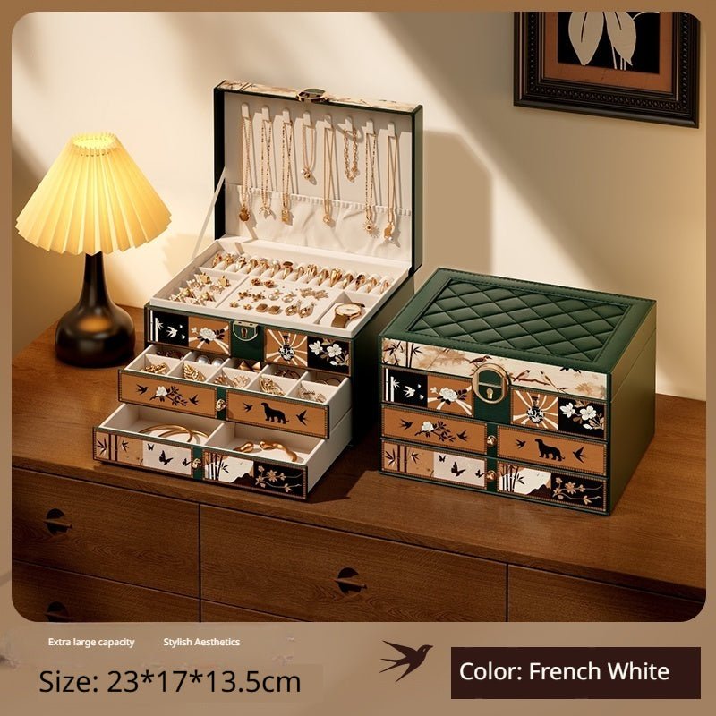 Medieval - Style Large Capacity Jewelry Box – 3 Layers, Lock, Watch Pillow - HomeDIYer