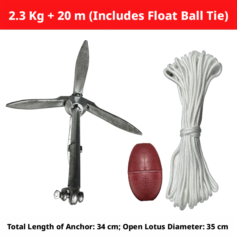 Folding Grapnel Boat Anchor - Carbon Steel for Inflatable Boats, Kayaks & Small Fishing Boats 0.7kg to 4kg