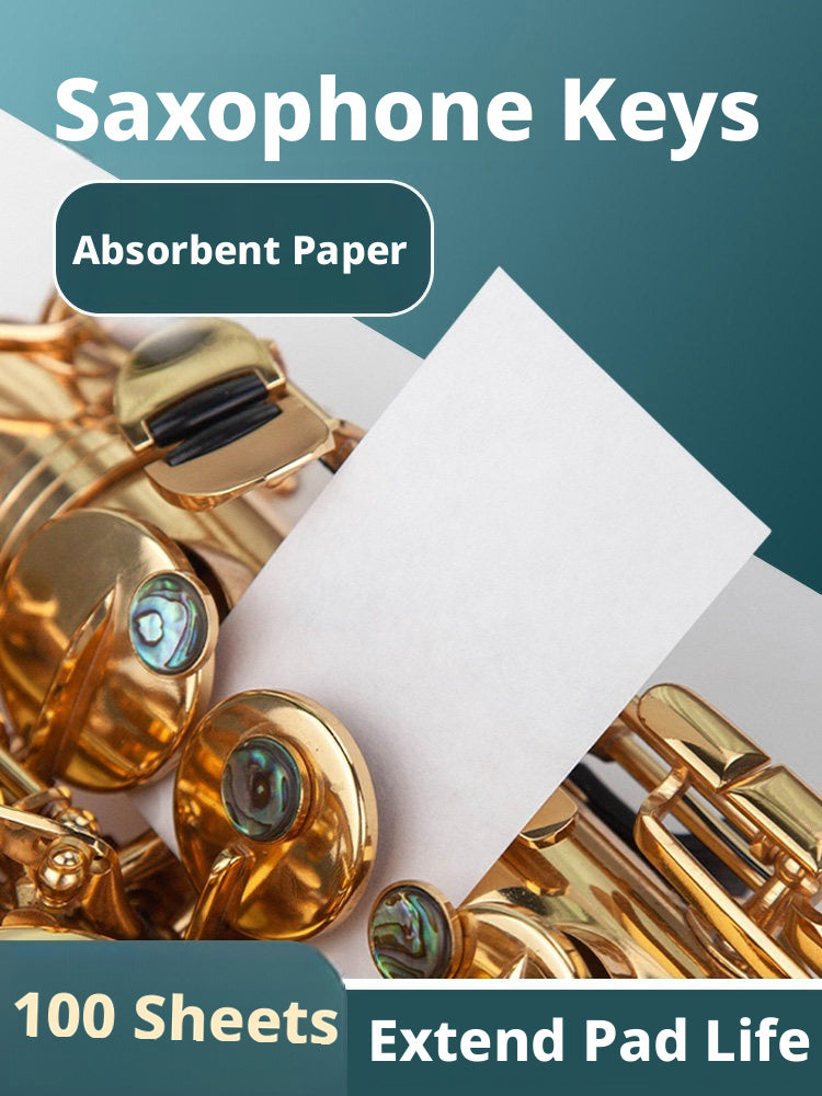Saxophone & Clarinet Pad Absorbent Paper – 100 Sheets, 5x10cm, Dry Sticky Keys (Aoke®)
