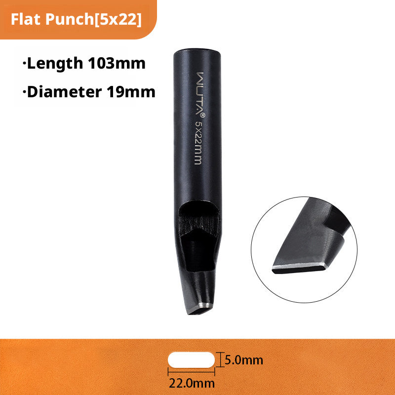 Black Flat Punch Set – Rectangular Hole Punches for Belts, Straps & Leathercraft (2‑5mm × 3‑25mm)
