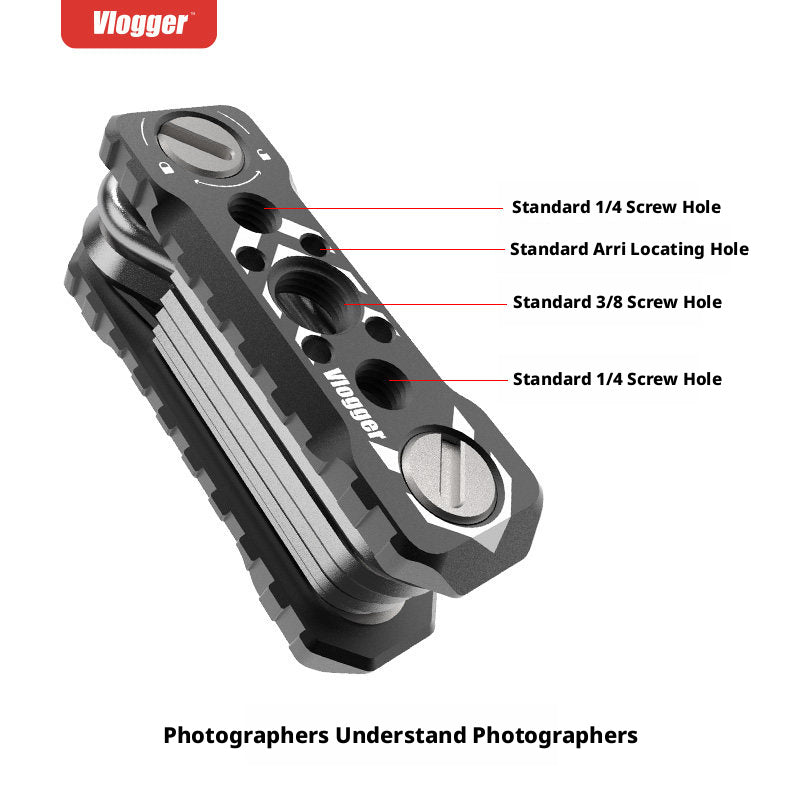 Vlogger Foldable Photographer Multi - Tool with Hex Keys, Screwdrivers & NATO Rail Mount - HomeDIYer