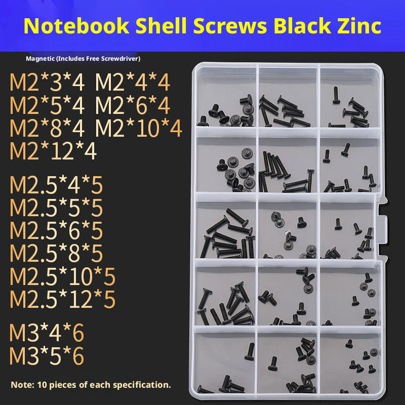 Laptop Screw Assortment Kit – M2 M2.5 M3 Notebook & SSD Screws (Nickel / Black Zinc / Stainless)