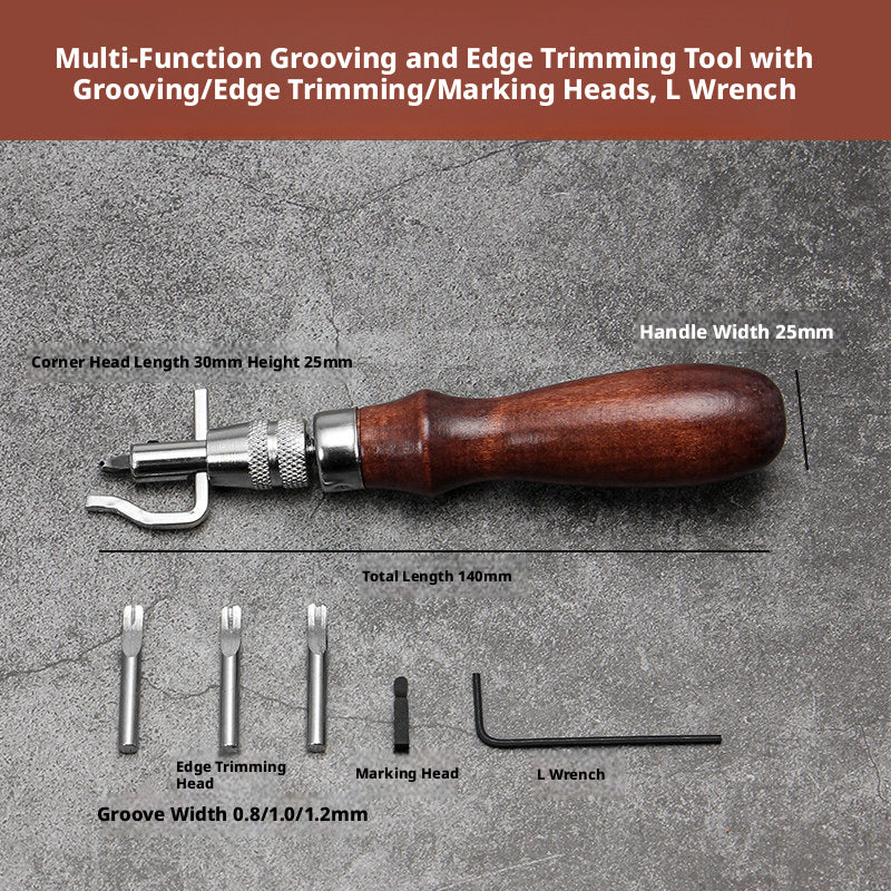 5-in-1 Multi‑Function Leather Grooving Tool – Interchangeable Heads for Grooving, Edge Trimming & Marking