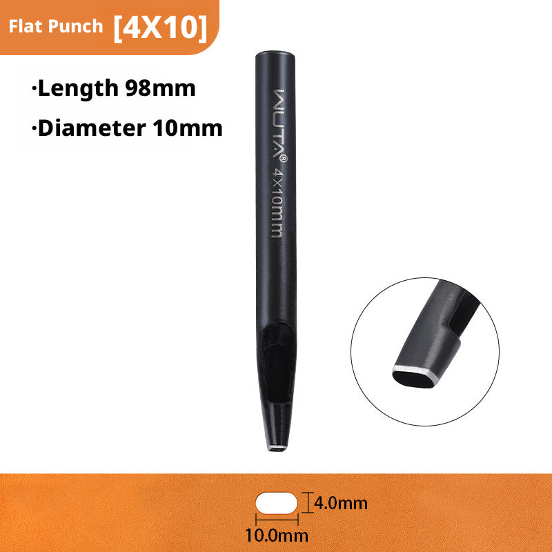 Black Flat Punch Set – Rectangular Hole Punches for Belts, Straps & Leathercraft (2‑5mm × 3‑25mm)