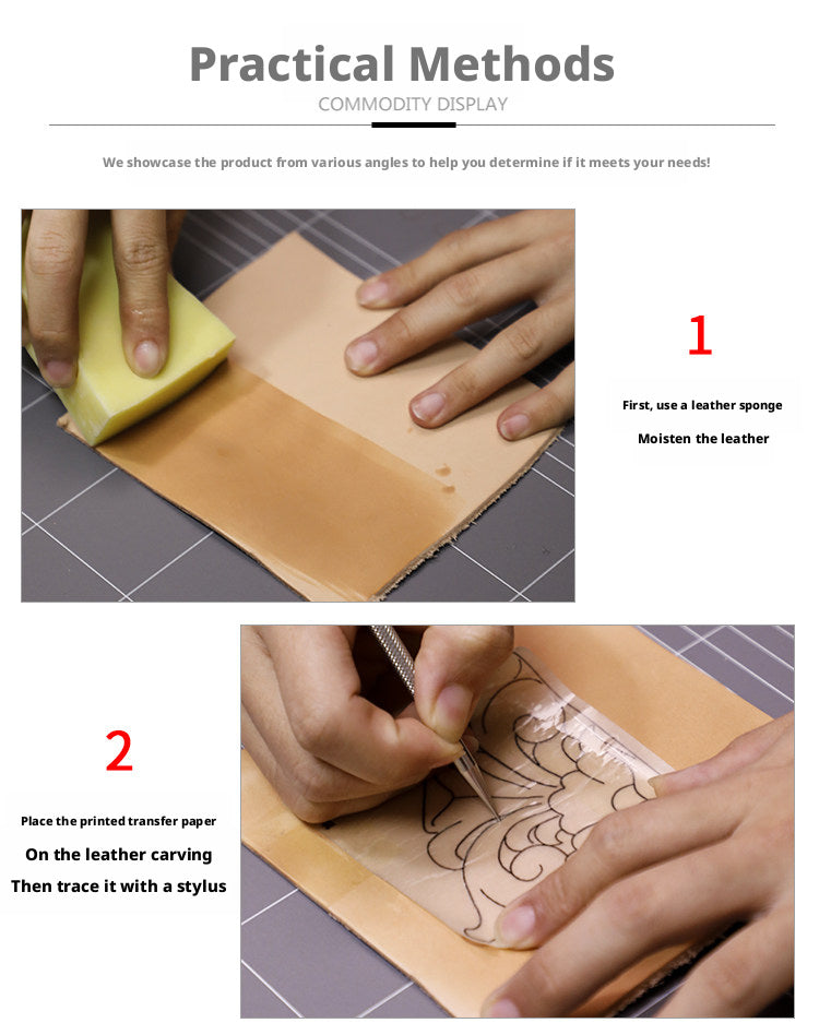 Leather Carving Tool Set – 20 Stamps + Swivel Knife + Hammer + Sponge & Transfer Paper