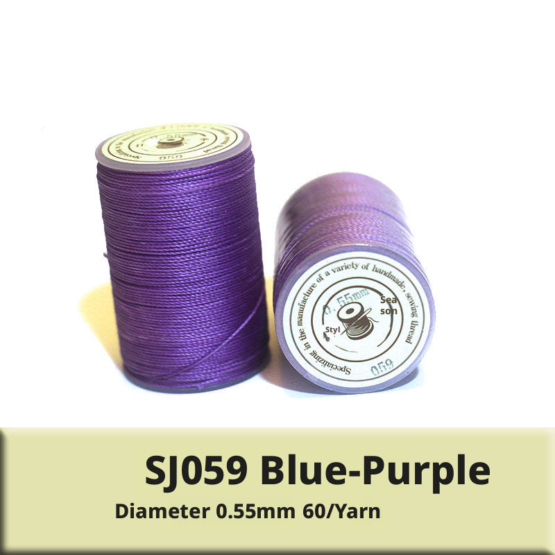 0.55mm Round Waxed Polyester Thread – 63 Colors, 60m Roll for Hand Sewing Leather, Bags, Belts