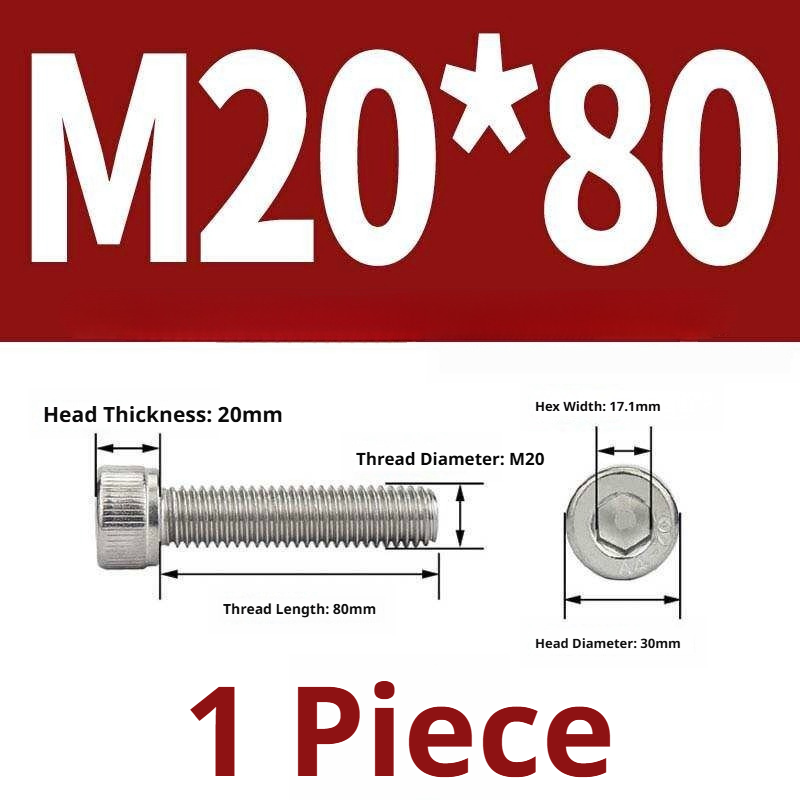316 Stainless Steel Socket Head Cap Screws – Hex Allen Bolt, M2–M20, GB/T Standard, 4.8 Grade