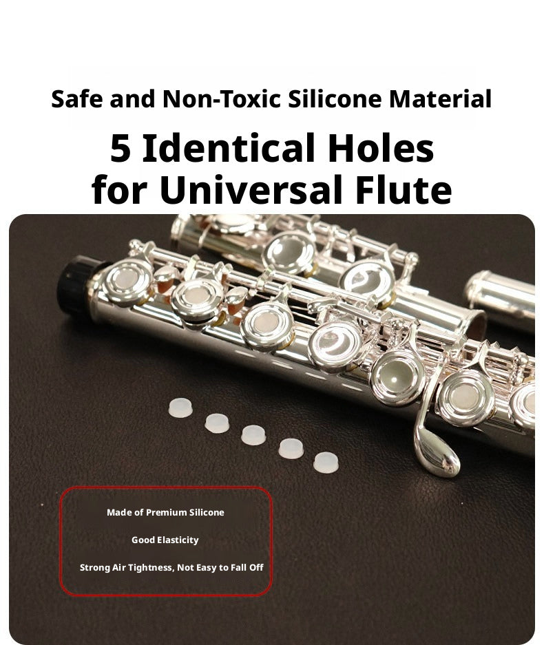 Universal Flute Open‑Hole Silicone Plugs – Set of 6 (5 + 1 Free), for Tone Key Covers