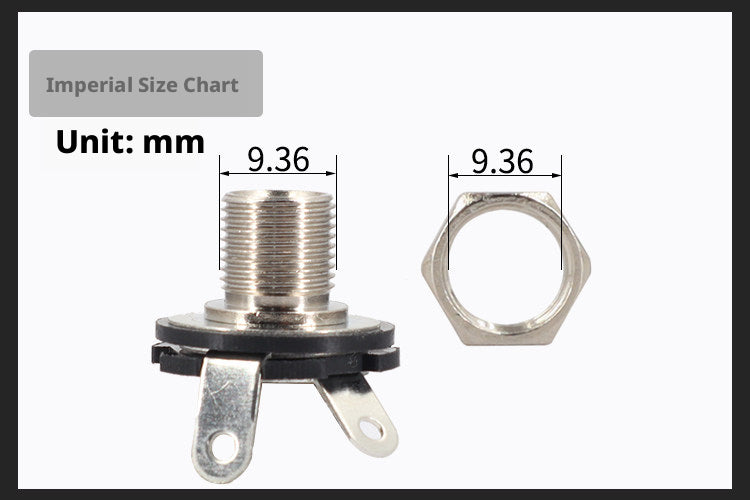 Electric Guitar Jack Nut & Washer Set – 6.35mm Output Socket Hardware (Metric + Imperial) – Silver/Black/Gold