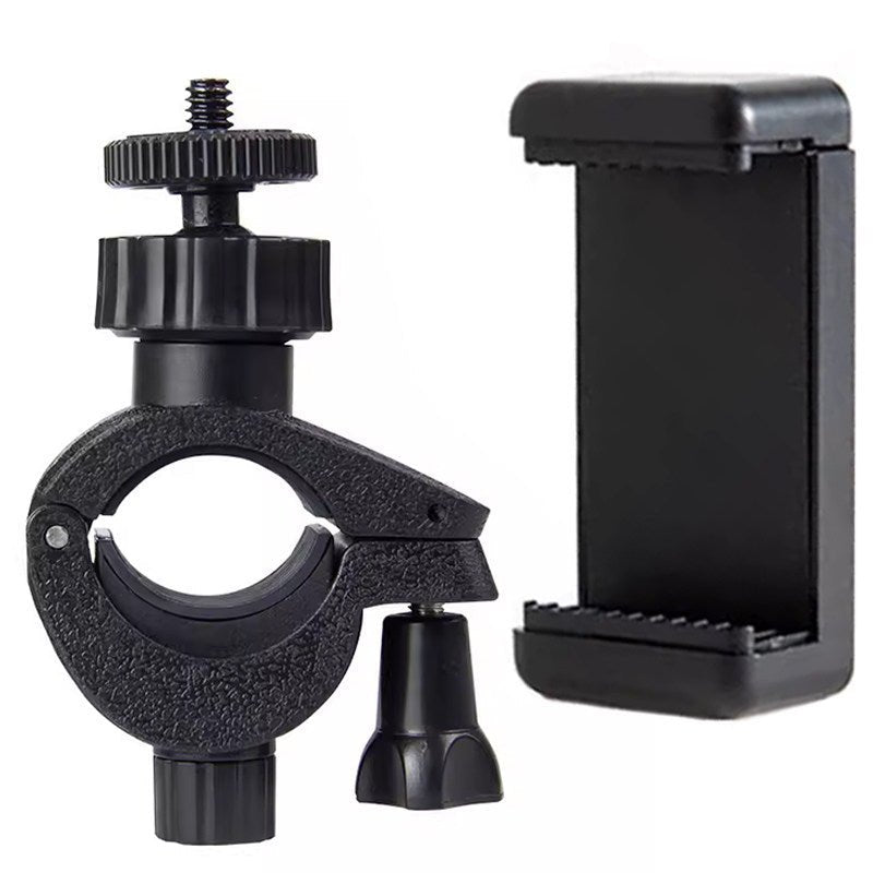 Bike Handlebar Clamp Mount with 1/4" Ball Head — 360° Rotating, Fits 15–30mm Tubes - HomeDIYer