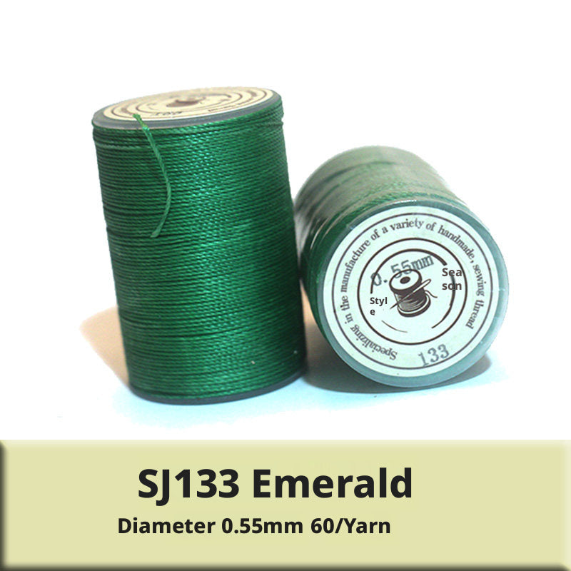 0.55mm Round Waxed Polyester Thread – 63 Colors, 60m Roll for Hand Sewing Leather, Bags, Belts
