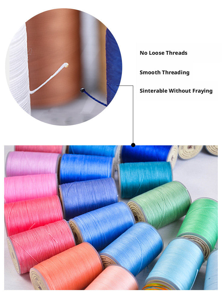 0.55mm Round Waxed Polyester Thread – 63 Colors, 60m Roll for Hand Sewing Leather, Bags, Belts
